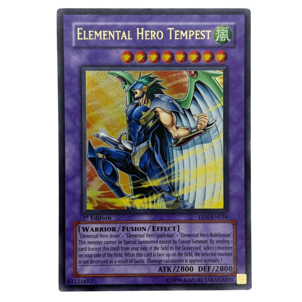 YuGiOh Elemental Hero Tempest 1st Edition Super Rare EEN-EN034 Fusion Monster